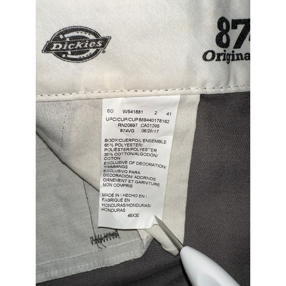 Dickies‎ 874 Original Fit Work Pants Men's Gray Flat Front Trousers - Picture 3 of 4